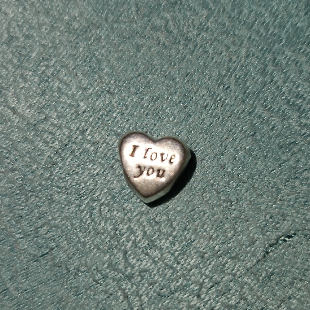 Silver Heart Charm 'I Love You'